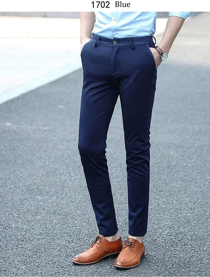 Men‘s Suit Pants Business Office Male Dress Pants Elastic Wrinkle Resistant Big Size Classic Casual Trousers Black Navy Blue