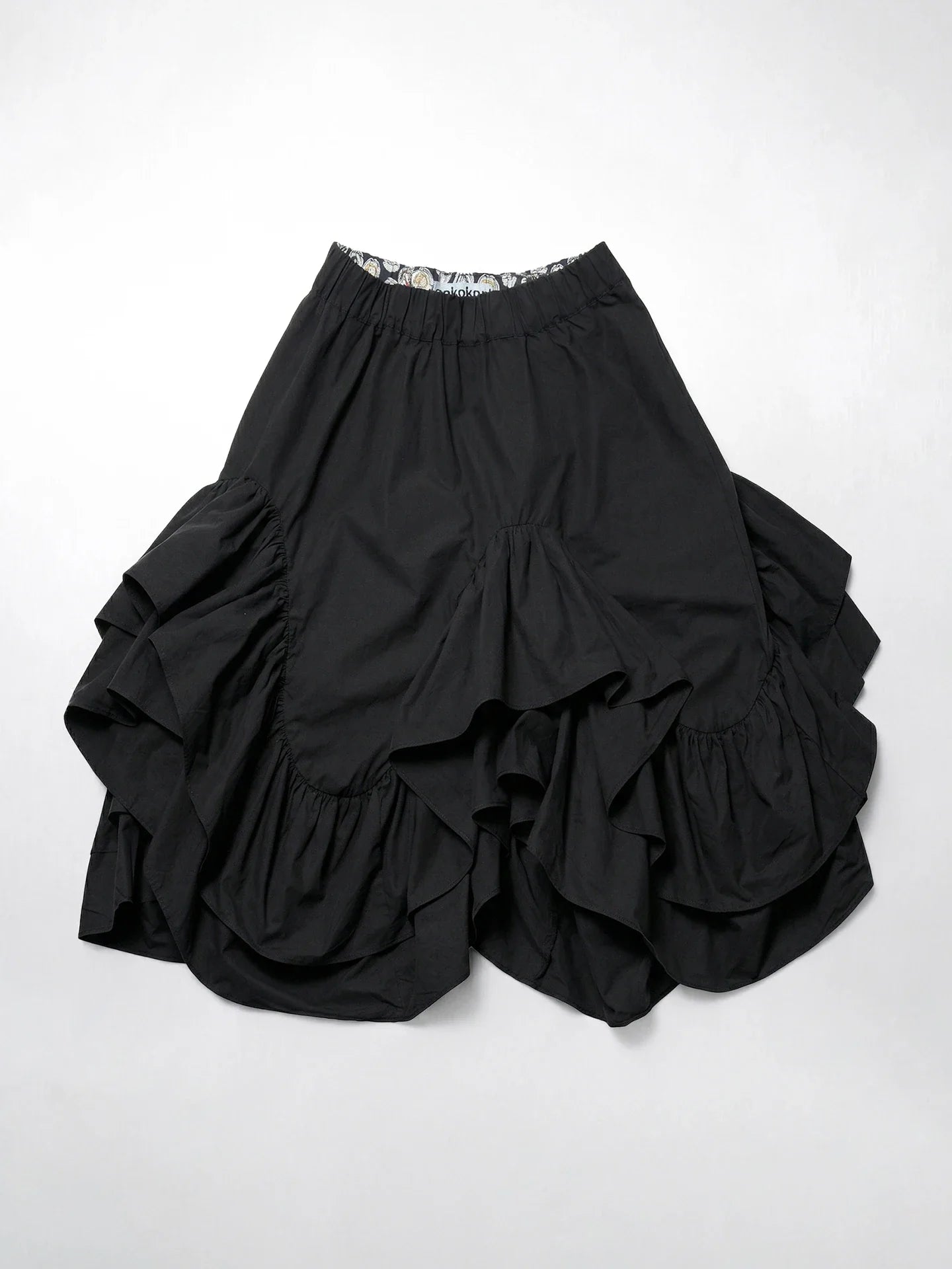 2026 Spring Forest High Waist Irregular Ruffle Edge Medium Long Dress Black Half Skirt Female 265401