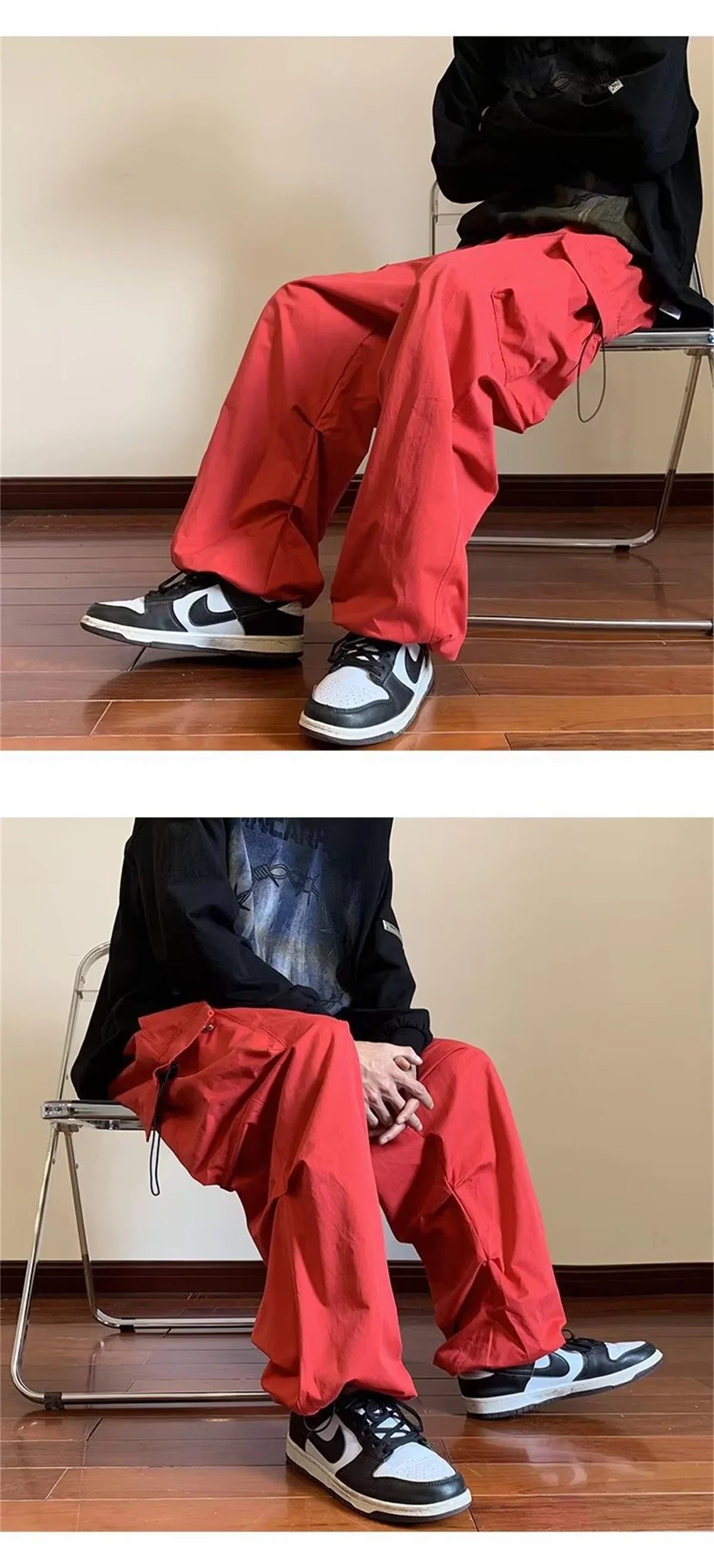 Streetwear 2025 New Spring Harem Multicolored Casual Pants Men Elastic Waist Solid Color Cargo Pants Multi Pocket Baggy Pants