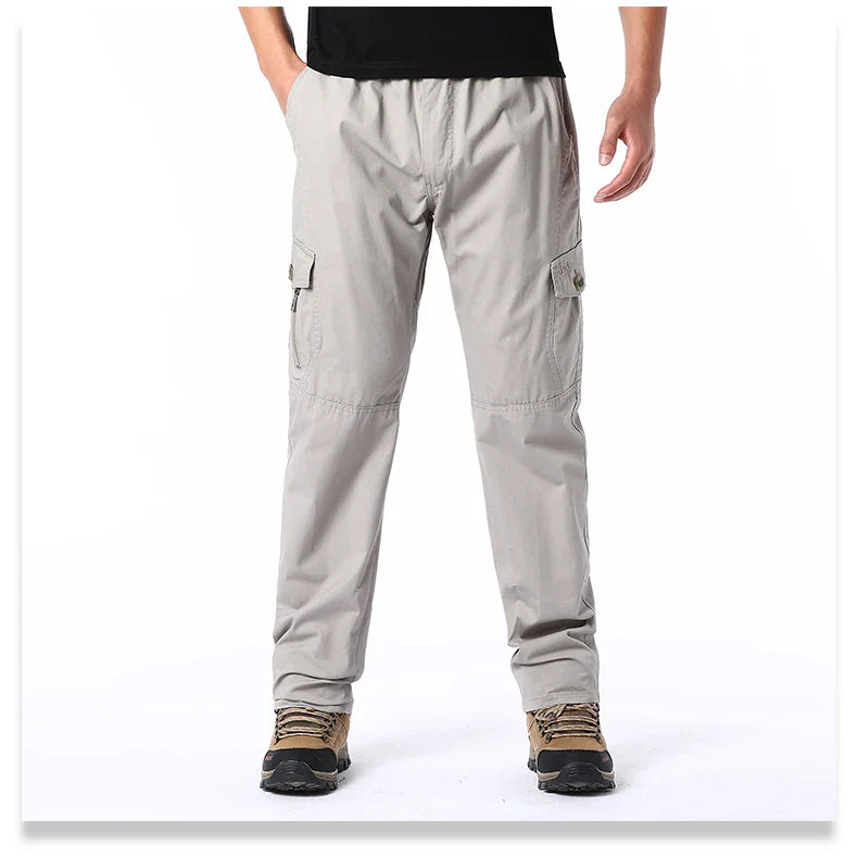 Men's Cotton Cargo Pants Casual Multiple Pocket Tacitcal Pants Spring Autumn Outdoor Camping Hiking Work Pants