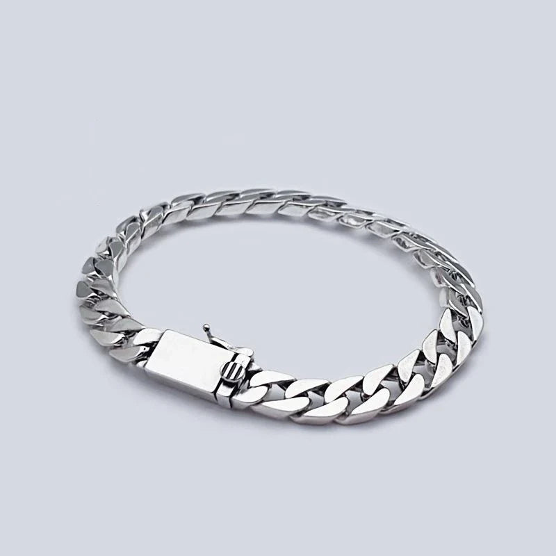 Solid S925 Sterling Silver Bracelet 7MM 8MM 10MM Punk Argent 925 Silver Jewelry Never Fade Men Jewelry Gifts Past Test