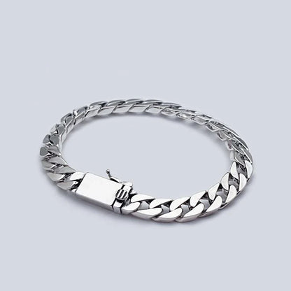 Solid S925 Sterling Silver Bracelet 7MM 8MM 10MM Punk Argent 925 Silver Jewelry Never Fade Men Jewelry Gifts Past Test