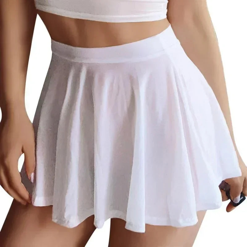 Sexy See Through Girls A-Line High Waist Pleated Skirt Mini Short Black Long White Wrap Hips Pencil Skirts for Woman
