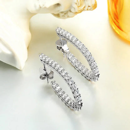 Trendy Real D Color Full 2.2mm 0.04CT Moissanite Hoop Earrings For Women S925 Silver Plated 18K Gold Diamond Earring