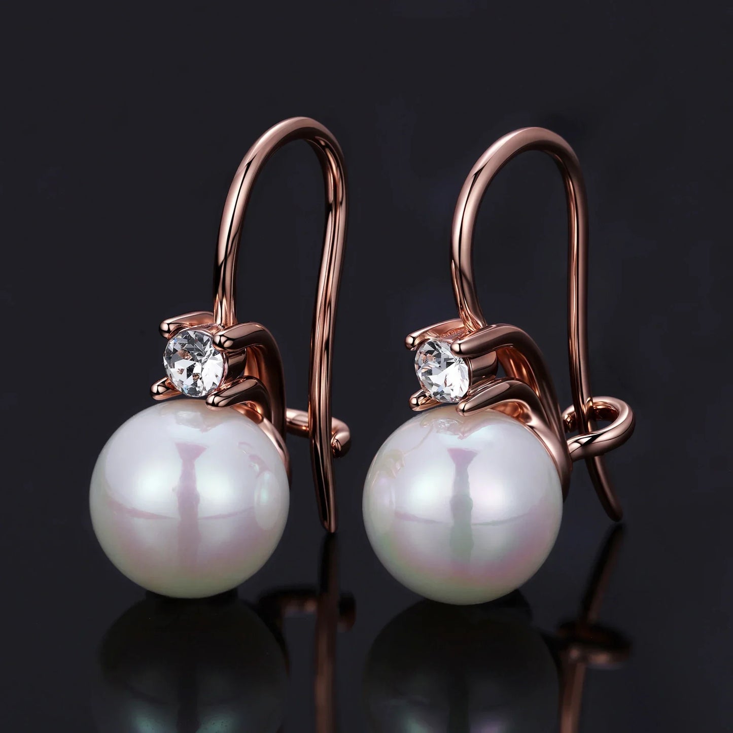 Pearl Dangle Earrings Embellished with Swarovski Crystals Exquisite Fashionable Drop Earrings Imitation Freshwater Pearl Jewelry