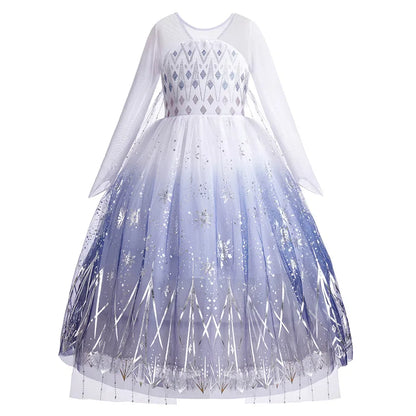 Frozen Elsa Princess For Girls Cosplay Costume Kids Mesh Snow Queen Carnival Birthday Party Dress Up Clothes 2-10Yrs Gown