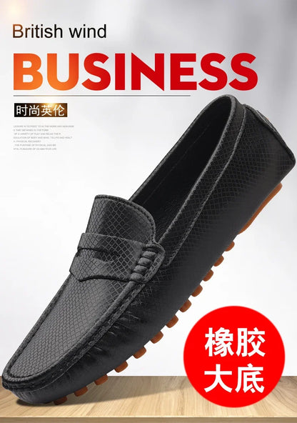 Mocassins Masculinos de Couro Azul de Luxo Moda Casual Confortável para Homens Designer Sapatos Slip-on Planos Masculinos zapatos hombre