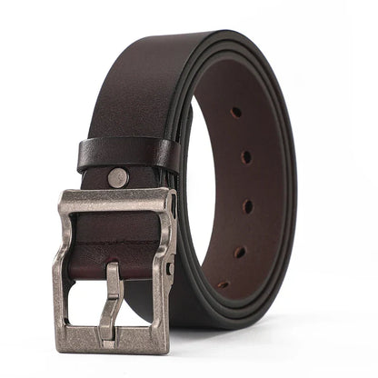3.8cm Wide Men's Belt 110cm 120cm 130cm High-Quality Leather Belt Men's Retro Pure Cowhide Alloy Pin Buckle Jeans Men's Belt