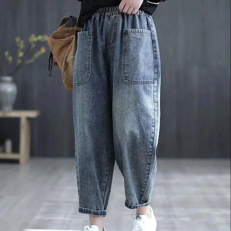 Women's Fashion Large Pocket 9-Point Harlan Pants
