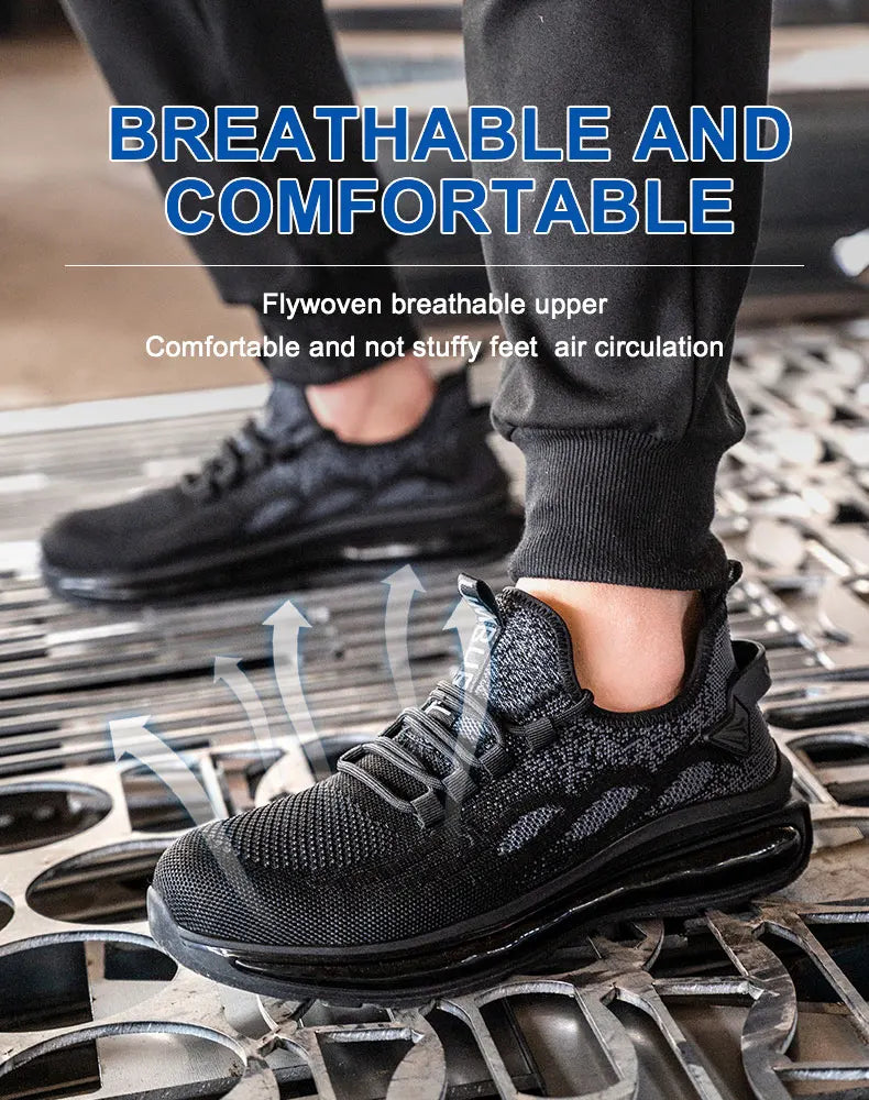 Women Lightweight Safety Shoes Casual Cushioned Work Sneakers Steel Toe Shoes Construction Safety Boots Anti-smash Work Shoes