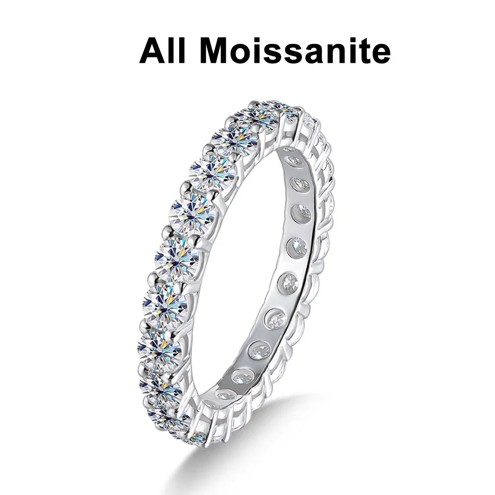 5mm 7ct D Color Moissanite Ring 925 Sliver Plated with White Gold Wedding Band Eternity Band Engagement Rings For Women