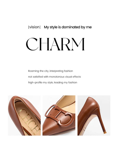 Woman shoes  High Heels New Pointed Metal Buckle Party Carnival Women's Shoes 9cm