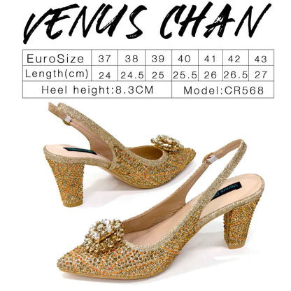 Sandals Fashion Italian Shoe and Bag Set for Party In Women Nigerian Women Wedding Shoes and Bag Set Decorated with Rhinestone