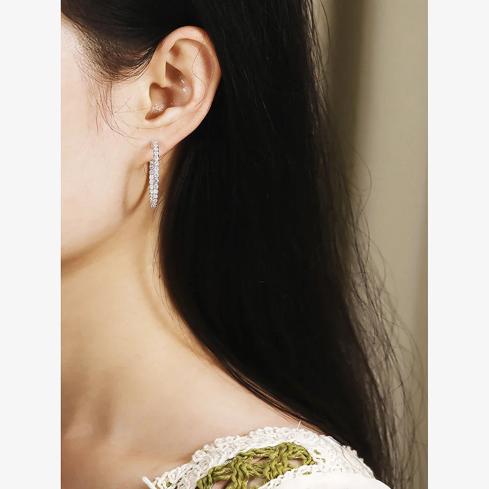 Luxury Designer D Color Full 2mm Moissanite Hoop Earrings For Women Party S925 Silver Plated 18K Gold Diamond Earring Gift