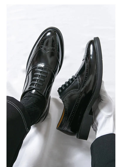 Men Suit Casual Shoes Luxury Men Brogue Dress Shoes Formal Business Leather Shoes Men Brown Wedding Italian Banquet Shoe Size 46