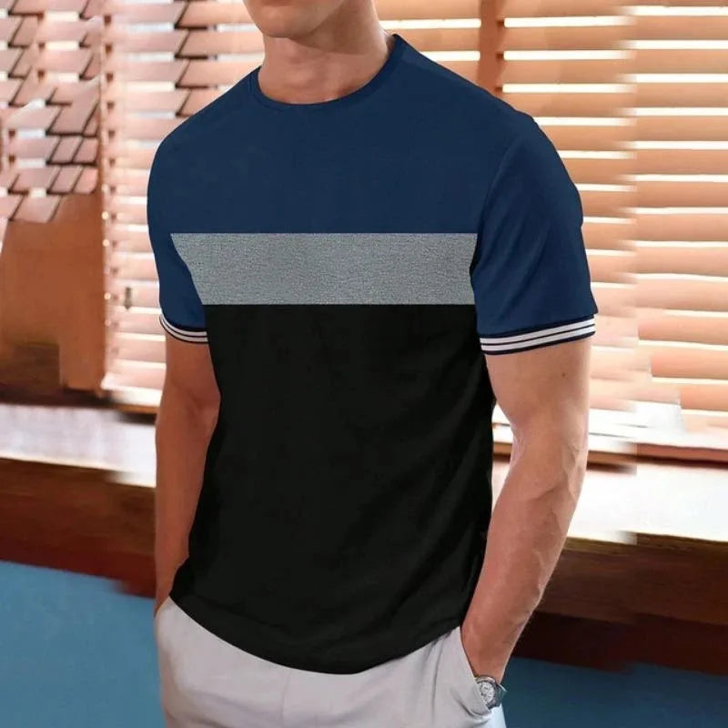 Camiseta masculina de verão, gola redonda, estampada, Harajuku, streetwear, esportiva, casual, manga curta, tamanho grande, top confortável