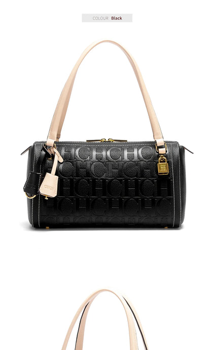 Women's Boston Bag Autumn Winter New Collection Letter Design Texture Shoulder Bags