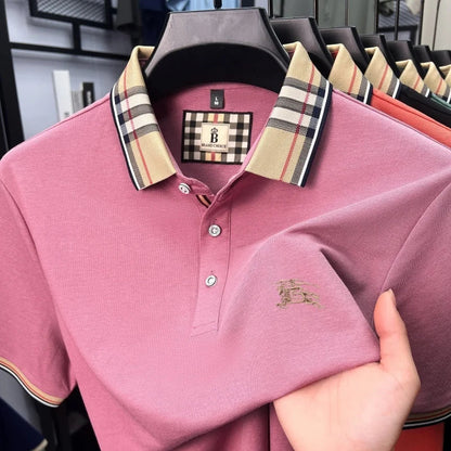 Luxury brand silk cotton short sleeve polo shirt fashion Paul Pony embroidered men's T-shirt summer comfort business casual top