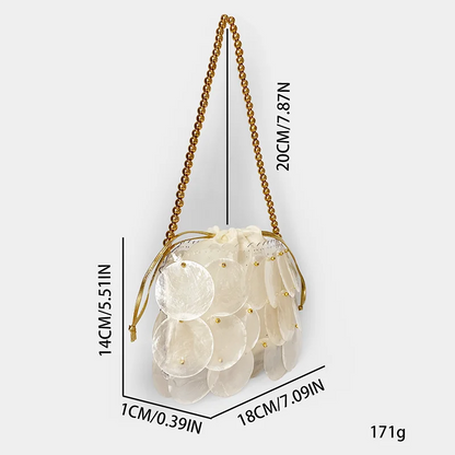 New Shell Bag Natural Beimu sequins Hand woven Bead Bead Bag Shoulder Bag