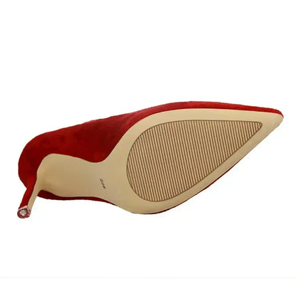 Women 9cm High Heels Daily Party Colorful Suede Pumps Female Scarpins Stiletto Evening Banquet Red Yellow Shoes Plus Size 34-43