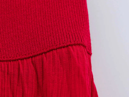 Spring Summer New Women's Dress Pleated Patchwork Simple Temperament Knitted Sleeveless Long Dresses for Women 2025