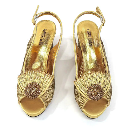Italian Shoes And Bag Sets For Evening Party With Stones Italian Satin cloth  Rhinestone bow Handbags Match Bags