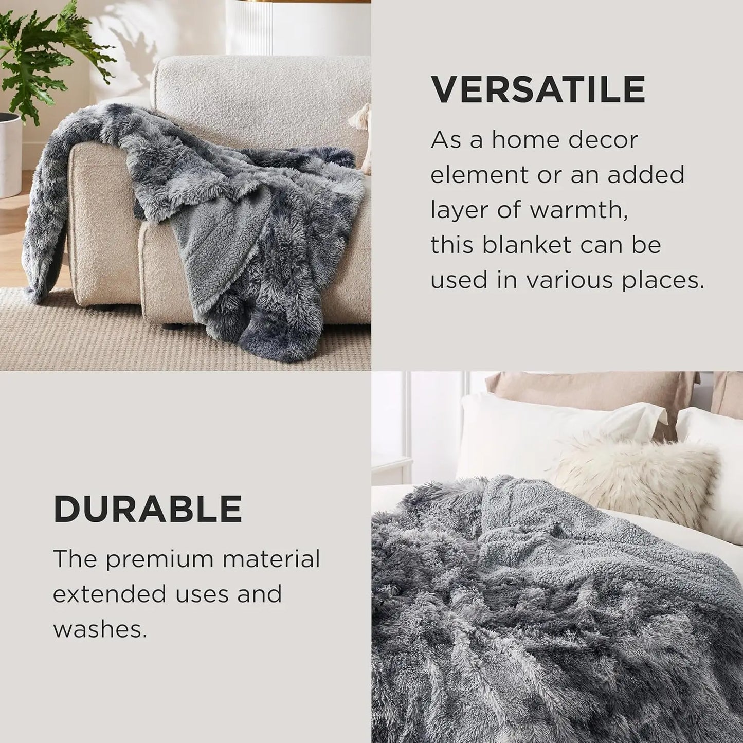 Fluffy Throw Blanket Gifts for Women Men Soft Fleece Sherpa Cozy Fuzzy Plush Warm Minky Thick Faux Fur Throw for Couch Bed