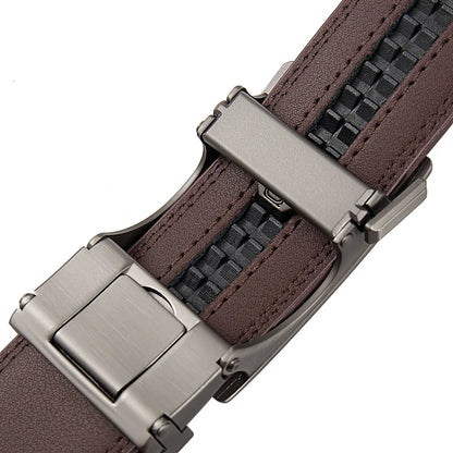 Men's Automatic Belt Adjustable Ratchet Belt for Men Brown/Black High-Quality Genuine Leather Belt Business Casual Belt for Men