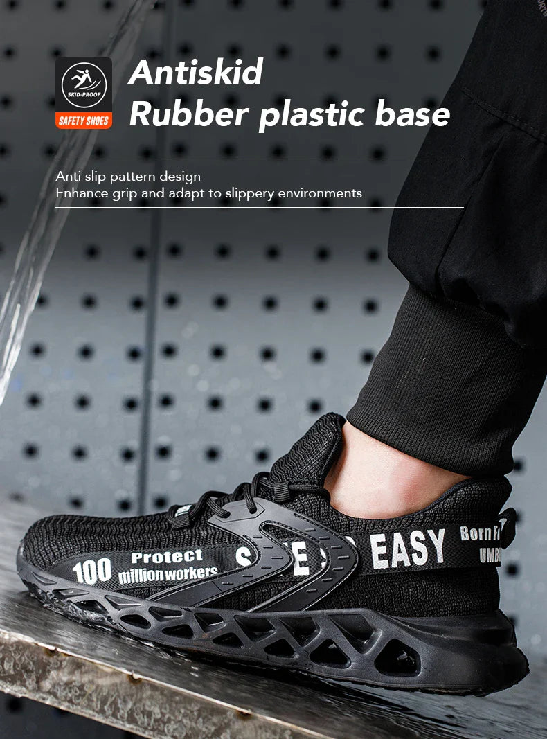 Work Safety Shoes For Men Lightweight Protective Work Sneakers Lightweight Men Shoes Breathable Shoes Anti-Puncture Work Shoe