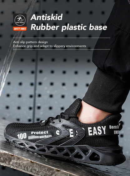 Work Safety Shoes For Men Lightweight Protective Work Sneakers Lightweight Men Shoes Breathable Shoes Anti-Puncture Work Shoe