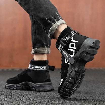 Cloth Men Boots High Top Ankle Boots British Style Men Casual Shoes Outdoor Breathable Walking Sneakers Comfortable Work Boots