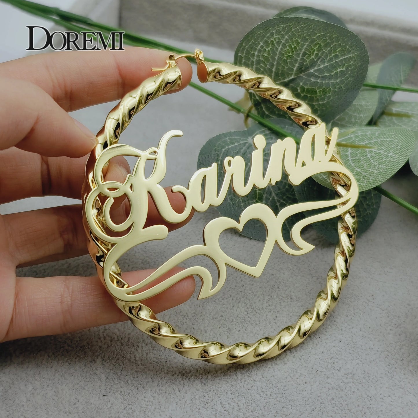 30/50/70/90MM Custom Name Earring Big Hoops Cat Character Stainless Hip Hop Style Earrings Custom Earrings for Women Gift