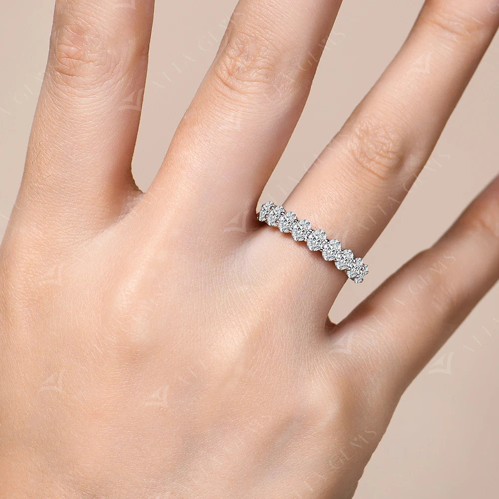 ATTAGEMS Oval Cut Moissanite Rings for Women 1.8CTW DVVS1 Diamond S925 Silver 18K Gold Plated Matching Wedding Band Jewelry Gift