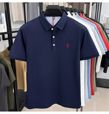 Luxury brand short sleeve men polo shirt summer ice silk breathable high-end pony embroidery design casual business Paul T-shirt