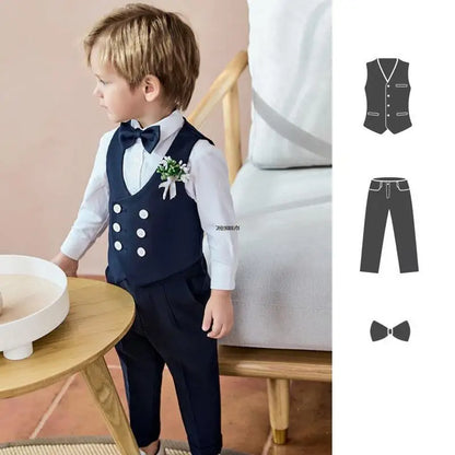 Newborn Baby Boys 1 Year Birthday Suit Kids Formal Photograph Suit Children Wedding Dress Child Performance Party Dance Costume