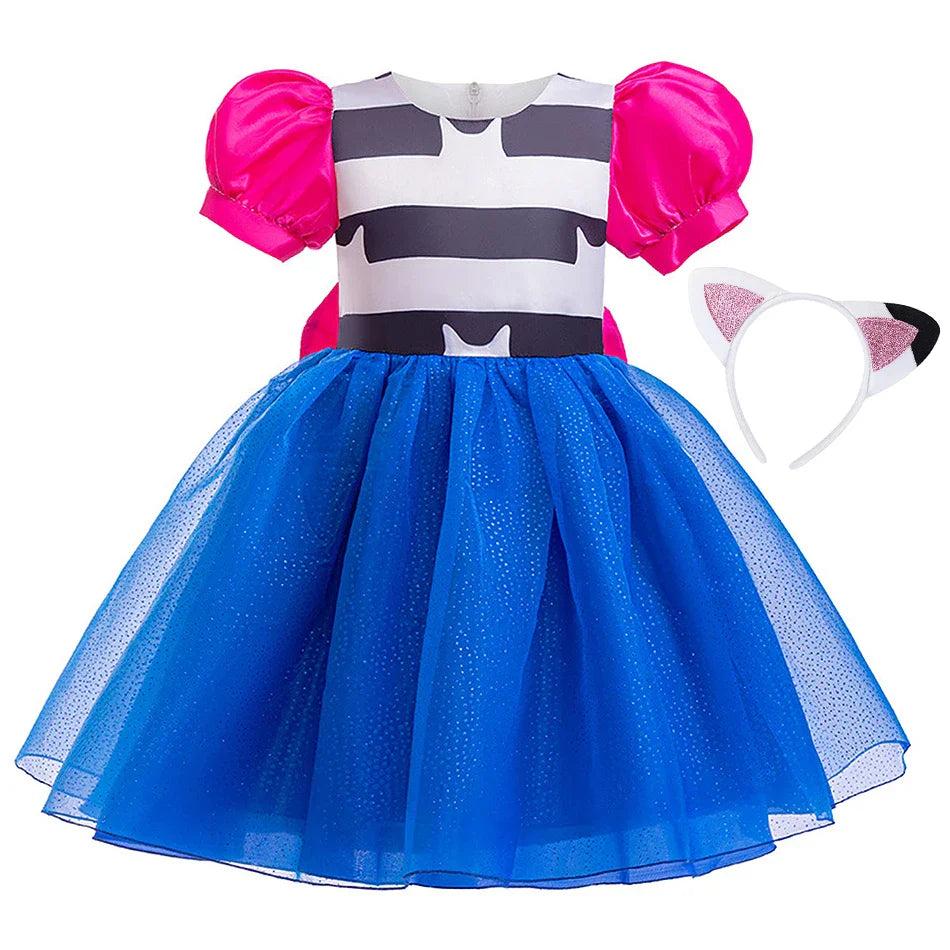 Cats Bow Princess Dress Girls Summer Doll House Cosplay Fancy Cute Frocks Children Holiday Halloween Birthday Party Gown