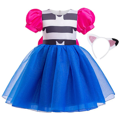 Cats Bow Princess Dress Girls Summer Doll House Cosplay Fancy Cute Frocks Children Holiday Halloween Birthday Party Gown
