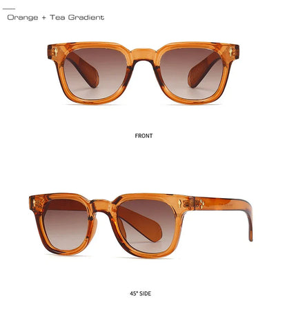Square Men Rivets Sunglasses Shades UV400 Fashion Women Green Sun Glasses