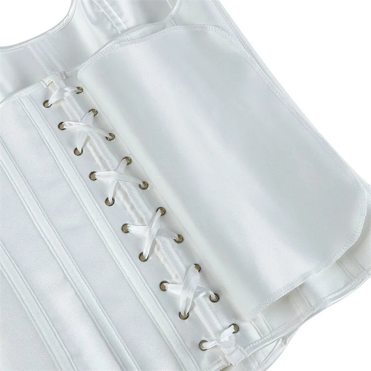 White Sexy Corsets Bustiers for Women Overbust Corset Top Corselet Satin Up Zipper Corsetto Shaper Gothic Korsett Black