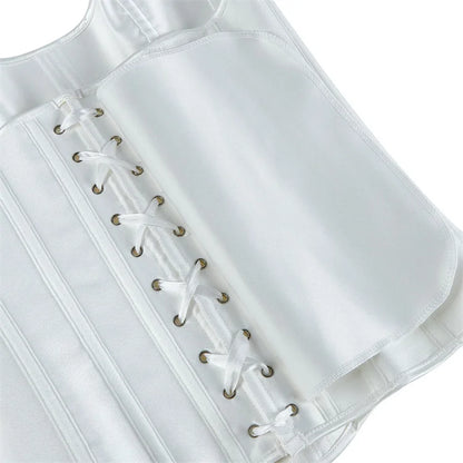 White Sexy Corsets Bustiers for Women Overbust Corset Top Corselet Satin Up Zipper Corsetto Shaper Gothic Korsett Black