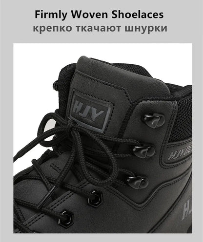 High-Top Leather Men's Boots Breathable Desert Combat Boots Outdoor Non-slip Hiking Boots Men Motorcycle Boots Work Ankle Boots
