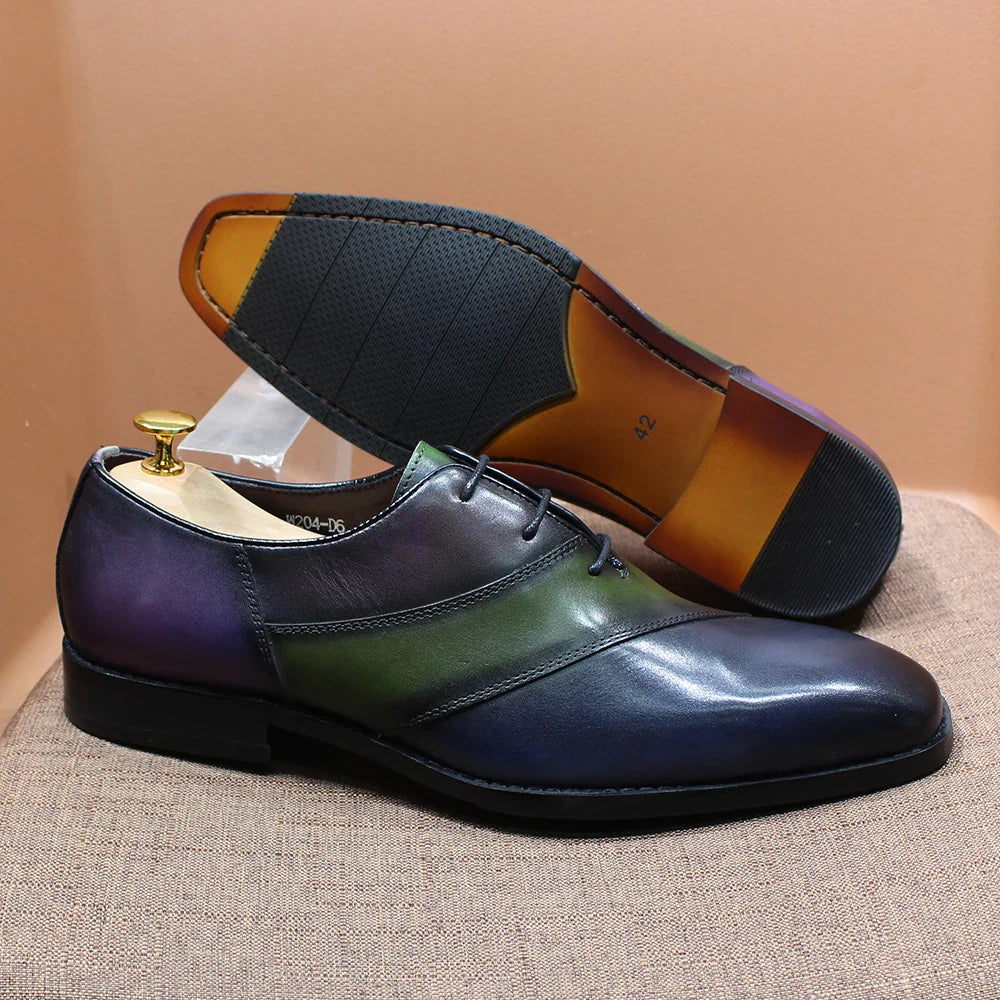 Fashion Mens Oxford Crocodile Pattern Cow Patent Leather Lace Up Wedding Party Office Formal Dress Shoes for Men Mixed Colors