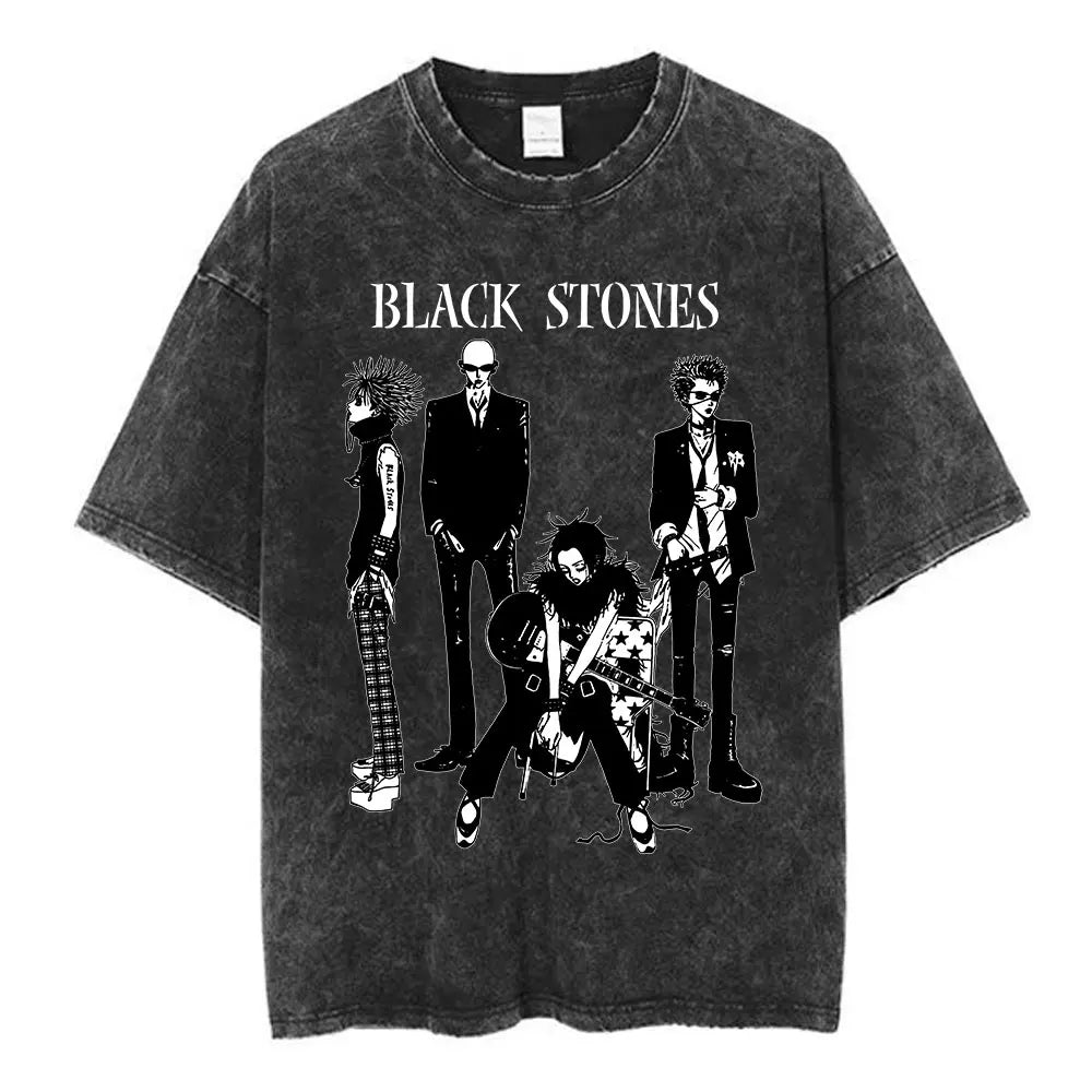 Nana Osaki Japanese Anime Vintage Washed T-shirt Men's Women Clothing Harajuku Short Sleeve T-shirts 100% Cotton Casual T Shirts