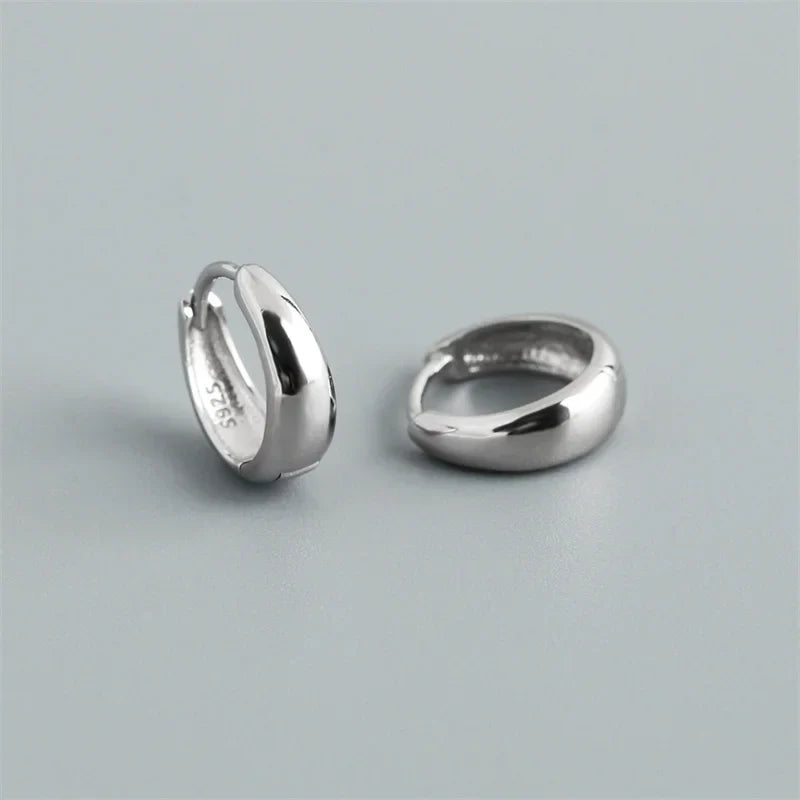 925 Sterling Silver Simple Statement Matte Large Huggies Hoop Earrings for Men Women Fine Gothic Punk Charms S925 Jewelry