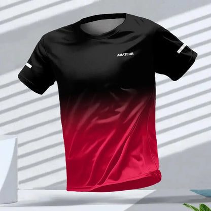 Men's T-shirt Outdoor Sports Running T-shirts Gradient Pattern Printed T-shirt Comfortable Quick Drying Short Sleeve Unisex Tops