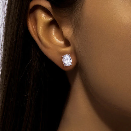 1cttw-6cttw Oval Moissanites Earrings 925 Sterling Silver D Color VVS1 Moissanite Classic Stud Earrings for Woman