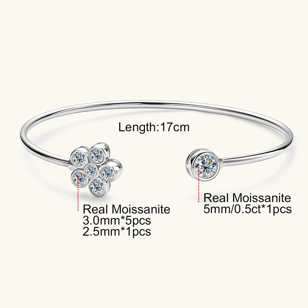 0.5CT Moissanite Bangle Bracelet 18K Gold Plated 925 Sterling Silver Classic Bangle Bezel Set Diamond Bracelet for Women Gifts