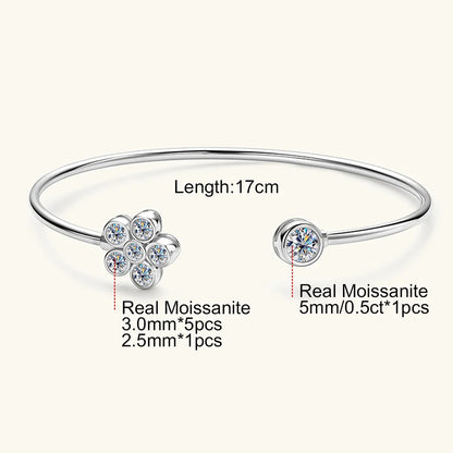 0.5CT Moissanite Bangle Bracelet 18K Gold Plated 925 Sterling Silver Classic Bangle Bezel Set Diamond Bracelet for Women Gifts