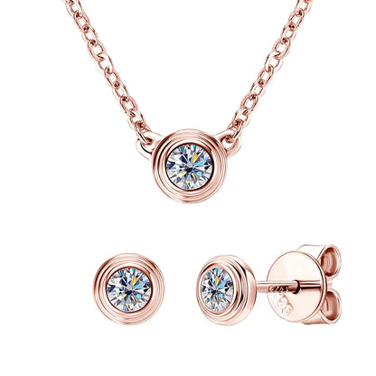2025 Trendy 3mm Moissanite Jewelry Set 925 Silver Plated Rose Gold Necklace Bracelet Earrings Set for Women Valentine's Day Gift
