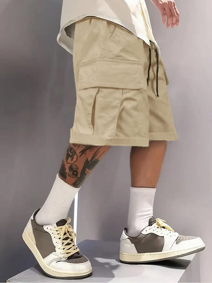 Summer Men's Cargo Shorts, Casual, Versatile and Fashionable, Three Colors Available, Multi-Pocket Design, Suitable for Casual Outings
